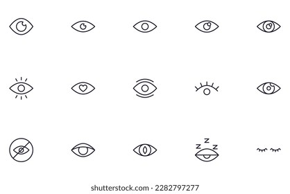 Concepto ocular. Colección de señales de contorno de vectores de alta calidad para páginas web, libros, tiendas en línea, volantes, banners, etc. Conjunto de ilustraciones premium aisladas en fondo blanco 