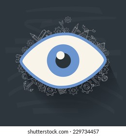 Eye concept on blackboard background,clean vector