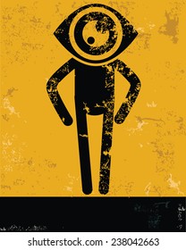 Eye concept,human resource design on yellow background,grunge vector