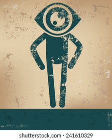 Eye concept,human resource design on old background,grunge vector