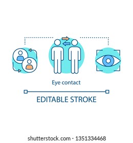 Eye contact concept icon. Nonverbal communication. Public speaking tips. Communication skills. Idea thin line illustration. Vector isolated outline drawing. Editable stroke