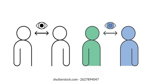 Eye contact icon – two people facing each other with an eye symbol above, representing connection, attention, and nonverbal communication.