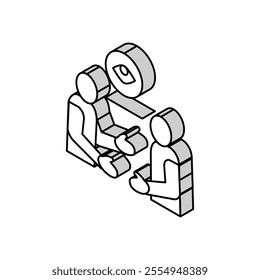 eye contact interview job isometric icon vector. eye contact interview job sign. isolated symbol illustration