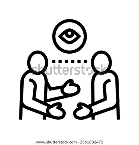 eye contact interview job line icon vector. eye contact interview job sign. isolated contour symbol black illustration