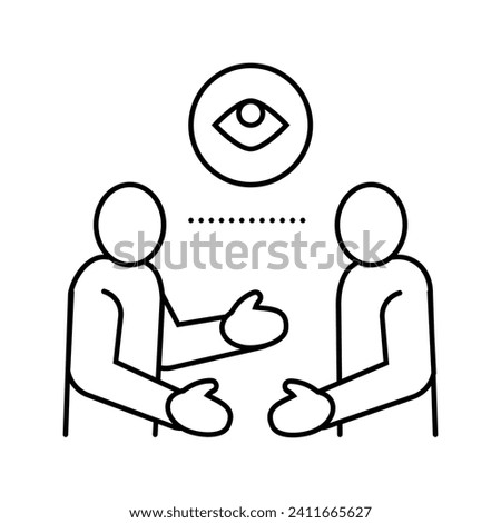 eye contact interview job line icon vector. eye contact interview job sign. isolated contour symbol black illustration
