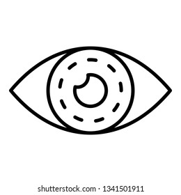 Eye with contact lens icon. Outline eye with contact lens vector icon for web design isolated on white background