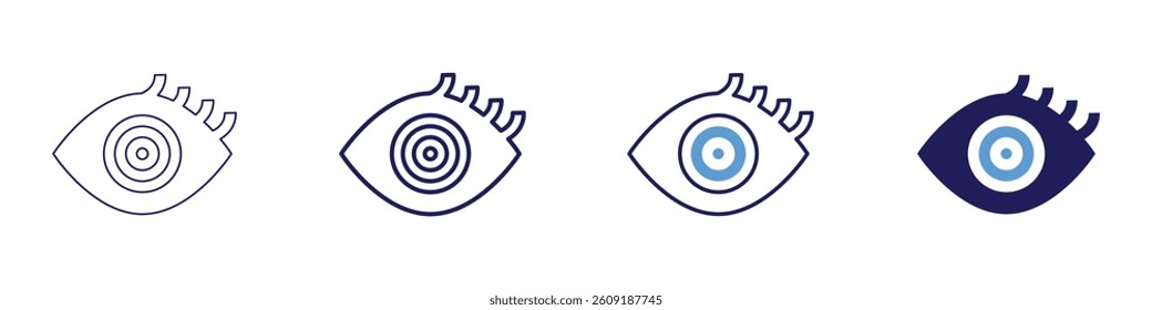 Eye contact lens irritation icon in 4 different styles. Thin Line, Line, Bold Line, Duotone. Duotone style. Editable stroke.