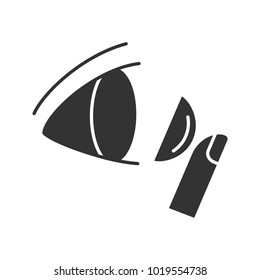 Eye contact lenses glyph icon. Silhouette symbol. Negative space. Vector isolated illustration