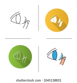 Eye contact lenses icon. Flat design, linear and color styles. Isolated vector illustrations