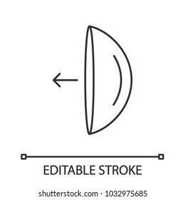 Eye contact lenses putting on instruction linear icon. Thin line illustration. Contour symbol. Vector isolated outline drawing. Editable stroke