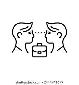 Eye contact line black icon. Sign for web page, mobile app, button, logo. Vector isolated button. Editable stroke.