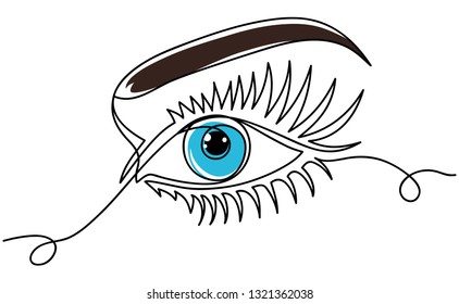 Eye, continuous line isolated. Looking fixed. Eye logo. The design is suitable for use on banners, business cards, salon signs