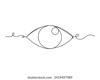 Eye continuous one line art isolated vector illustration on white background.