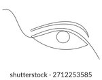 Eye continuous one line drawing minimalist illustration on white background