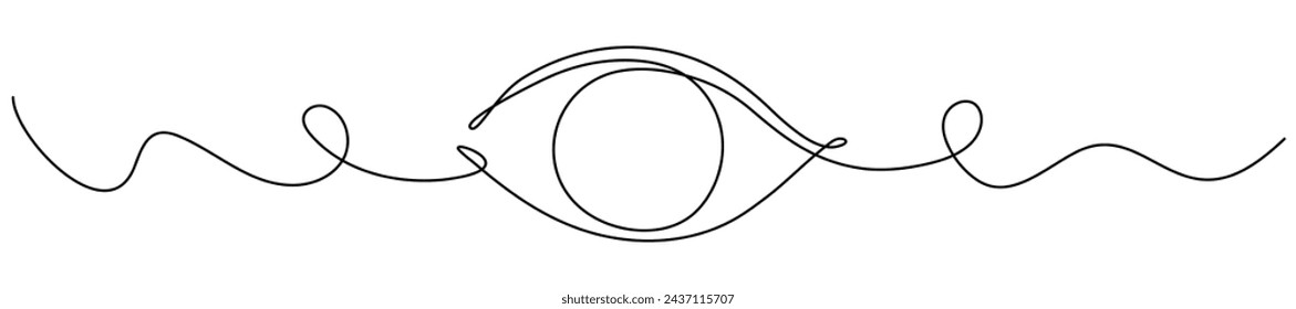 Ojo continuo de una línea de dibujo. Ojo humano dibujado a mano con líneas de onda. Ilustración vectorial aislada sobre fondo blanco.