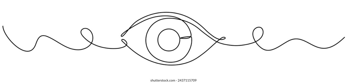 Eye continuous one line drawing. Hand drawn human eye with wave lines. Vector illustration isolated on white background.