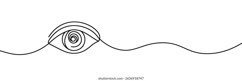 Eye continuous one line drawing. Human eye in simple linear style. Vector illustration.