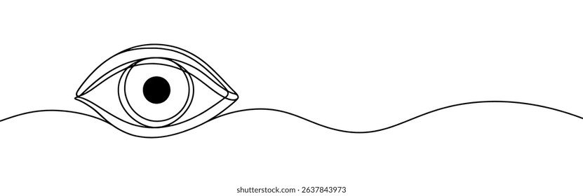 Eye continuous one line drawing. Human eye in simple linear style. Vector illustration.