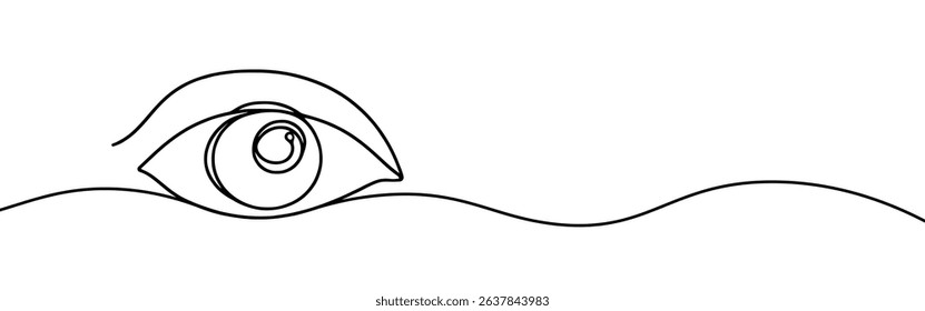 Eye continuous one line drawing. Human eye in simple linear style. Vector illustration.