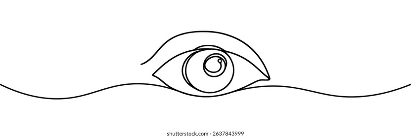 Eye continuous one line drawing. Human eye in simple linear style. Vector illustration.