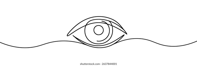 Eye continuous one line drawing. Human eye in simple linear style. Vector illustration.