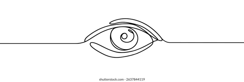 Eye continuous one line drawing. Human eye in simple linear style. Vector illustration.