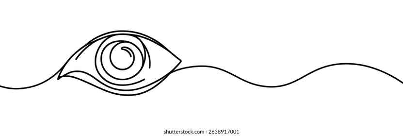 Eye continuous one line drawing. Human eye in simple linear style. Vector illustration.