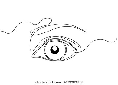 Desenho de uma linha contínuo do olho e contorno de isolamento de estilo minimalista