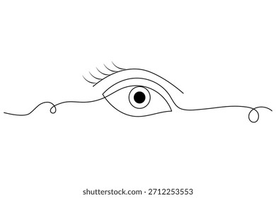 Eye continuous one line drawing minimalist illustration on white background