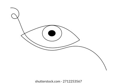 Ojo continuo de una línea de dibujo ilustración minimalista sobre fondo blanco