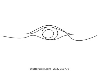 Auge durchgehende einzeilige Zeichnung minimalistische Umrissdarstellung mit überlappenden gekrümmten Deckellinien