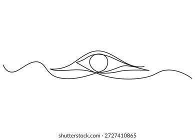 Ojo continuo de una línea de dibujo minimalista ilustración de contorno con línea artística ondulada que fluye