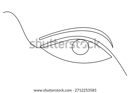Eye continuous one line drawing minimalist illustration on white background