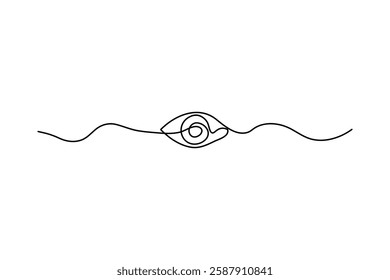 Eye continuous single line art and isolated outline vector design