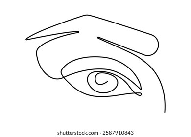 Eye continuous single line art and isolated outline vector design