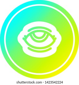 ojo con un fondo de degradado fresco, icono circular con acabado fresco en gradiente
