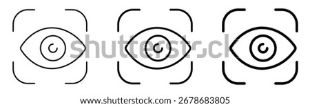 Eye copyright protection icons set for legal ownership, security, privacy, and surveillance concept vector illustrations