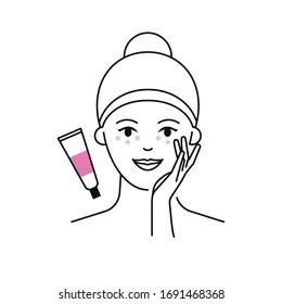 Eye cream applying vector icon
