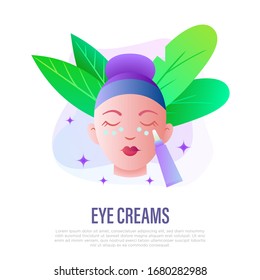 Eye cream or concealer, applying under eye zone. Gradient icon. Skin care, anti aging treatment. Vector illustration.