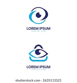 Diseño creativo del logotipo del ojo para las soluciones ópticas del concepto mínimo moderno de la clínica del ojo