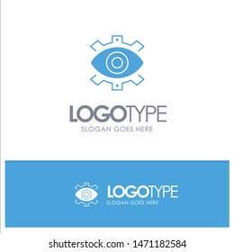 Eye, Creative, Production, Business, Creative, Modern, Production Blue Solid Logo with place for tagline. Vector Icon Template background