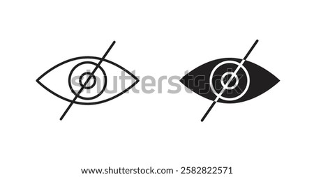 Eye crossed filled and outlined icons vectors on white background