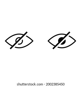 icono cruzado de ojos para aplicaciones y sitios web