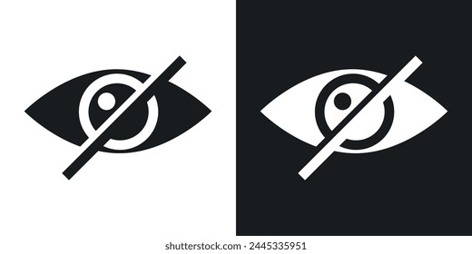 Auge mit gekreuzten Icon Set. Verdeckte Ansicht und Datenschutz Symbole.