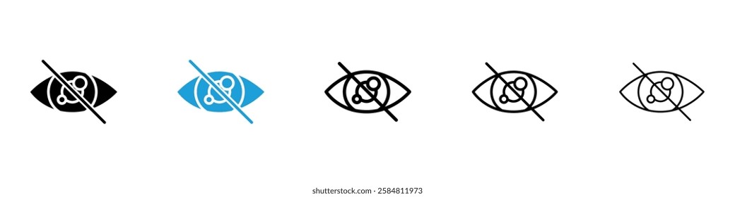 Eye crossed icons collection vectors in black and blue