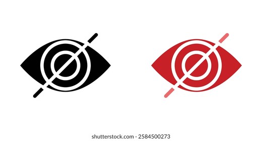Eye crossed icons pack in black and colored version