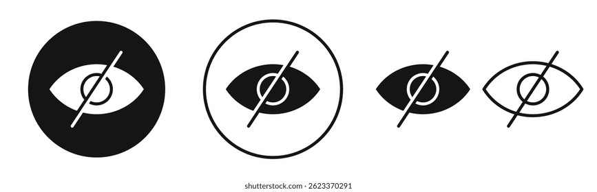 Eye crossed icons in solid black and outlined style