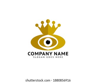 Eye with crown illustration for logo template design