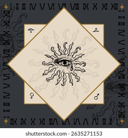 olho chorar lágrima gota alquimico símbolo desenho gravura vetor ilustração no vintage estilo medieval