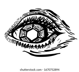 Ojos con un cristal.Abstracción. Para diseño